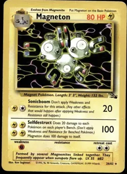 Magneton Fossil - RARE - Non-Holo -1999 Pokemon WOTC- 26/62- VINTAGE - NM - Image 1