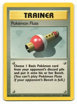 Pokemon Flute 86/102 Uncommon Base Set Pokemon LP - Image 1