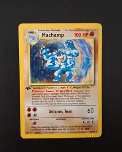 Pokemon TCG Machamp Holo 1st Edition Base Set 8/102 Rare Factory Crimp Error - Image 1