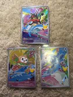 Rowlet Litten Popplio MEP 043 044 045 Pokemon 30th Anniversary First Partner Set - Image 1