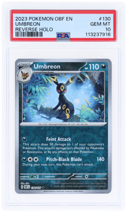 2023 Pokemon SV Obsidian Flames Umbreon Gamestop Exclusive Reverse Holo PSA 10 - Image 1