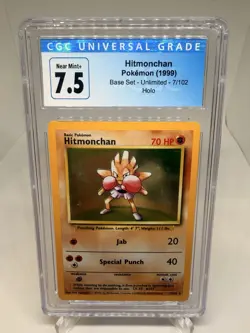 1999 Pokemon Base Set Hitmonchan 7/102 Holo CGC 7.5 NM+ Unlimited Vintage WOTC - Image 1