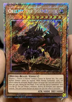 Yugioh Obelisk the Tormentor (Alt Art) RA03-EN230 Platinum Secret Rare w/Track - Image 1