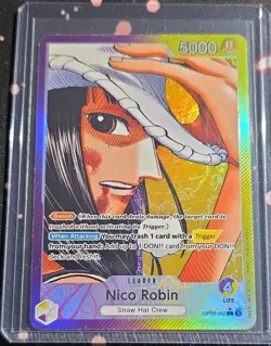 ONE PIECE CCG NICO ROBIN LEADER OP09-062 BANISH TRIGGER FOIL 5000 POWER ENGLISH - Image 1