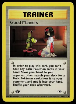 Pokemon Card - Good Manners 1st Edition Gym Heroes 111/132 Uncommon - Image 1