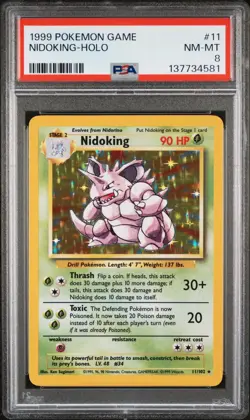 1999 POKEMON GAME #11 NIDOKING-HOLO PSA 8 - Image 1