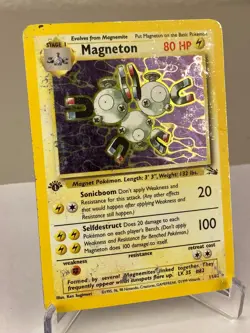 Magneton 11/62 Fossil Holo Rare WOTC Pokemon Card 1st Edition - Heavily Played - Image 2