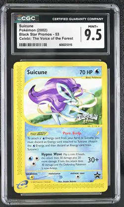 CGC 9.5 MINT+ Suicune 4EVER 2002 Black Star Promos 53 Pokemon Card - Image 1