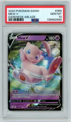 PSA 10 GEM MINT 2020 Pokemon Game Sword & Shield Darkness Ablaze Mew V 69 - Image 1