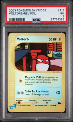 2003 POKEMON SKYRIDGE #113 VOLTORB-REVERSE FOIL PSA 7 - Image 1