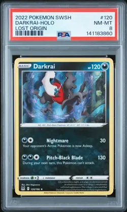 2022 POKEMON SWORD & SHIELD LOST ORIGIN #120 DARKRAI-HOLO PSA 8 - Image 1