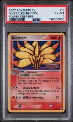 2007 POKEMON EX POWER KEEPERS #19 NINETALES-REVERSE FOIL PSA 6 - Image 1