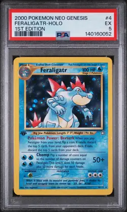 2000 POKEMON NEO GENESIS 1ST ED #4 FERALIGATR-HOLO PSA 5 - Image 1