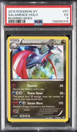 2015 POKEMON XY ROARING SKIES #57 SALAMENCE-HOLO PSA 5 - Image 1