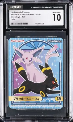 2023 POKEMON SCARLET & VIOLET STICKERS MARUMIYA UMBREON & ESPEON CGC 10 GEM MINT - Image 1