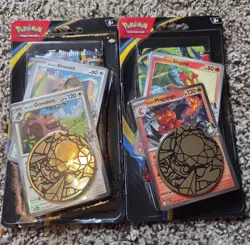 Pokemon TCG Phantasmal Flames - 2x Premium Checklane Blister (Greedent+Magcargo) - Image 1