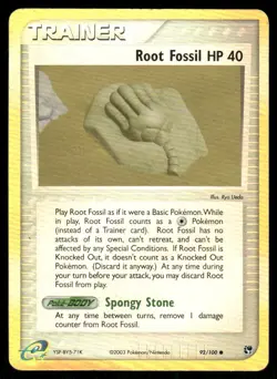 Pokemon Tcg Root Fossil [Reverse Holo] #92 Pokemon Sandstorm NM - Image 1