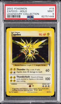 2002 POKEMON LEGENDARY COLLECTION #19 ZAPDOS-HOLO PSA 9 - Image 1