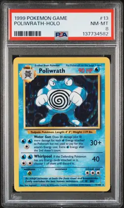 1999 POKEMON GAME #13 POLIWRATH-HOLO PSA 8 - Image 1
