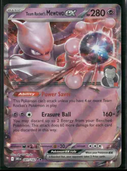 Team Rocket's Mewtwo ex 081/182 Double Rare Destined Rivals Pokemon Near Mint - Image 1