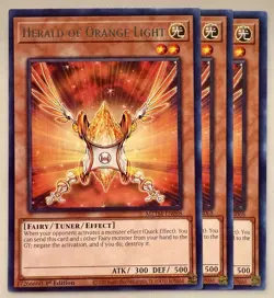 Yugioh! 3x Herald of Orange Light MZTM-EN068 Rare 1st Ed NM - Image 1