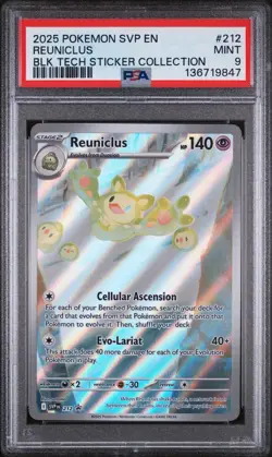 2025 POKEMON BLACK BOLT TECH STICKER COLLECTION PROMO #212 REUNICLUS PSA 9 - Image 1
