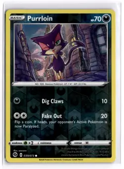 Pokemon TCG Purrloin 39/73 Champions Path Reverse Holo - Image 1