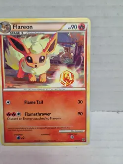 Pokemon TCG Flareon Card 26/90 Regular Uncommon HGSS Undaunted 2010 Pokemon - Image 3