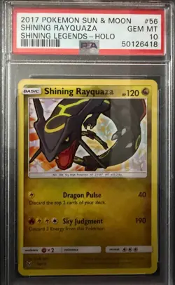 2017 Pokemon Shining Rayquaza 56/73 Sun & Moon Shining Legends PSA 10 - Image 1