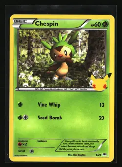 Pokemon CHESPIN 6/25 Holo (2021 McDonald's 25th Anniversary Promos) NM/Near Mint - Image 1