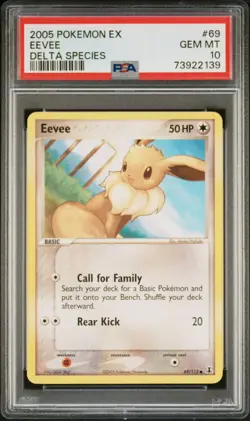 2005 POKEMON EX DELTA SPECIES #69 EEVEE PSA 10 - Image 1