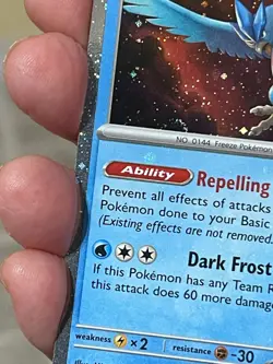 POKEMON TEAM ROCKET'S ARTICUNO 051/182 RARE COSMOS HOLO WITH SWIRL AND BLEED NM - Image 3