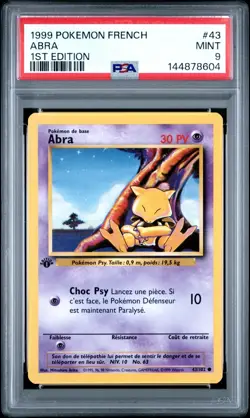 Carte Pokemon Abra 43/102 Set de base Edition 1 PSA 9 - Image 2