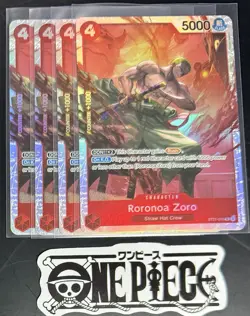 4x One Piece ST21-015 SR Roronoa Zoro - English - Foil - Playset - TCG - NM/M - Image 1