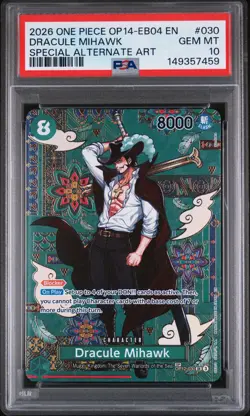 Dracule Mihawk 030 SP Special Alternate Art One Piece PSA 10 Azure Sea OP14 - Image 1