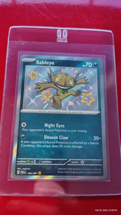 Sableye 184/091 Shiny Rare Paldean Fates Near Mint Pokemon Card - Image 1