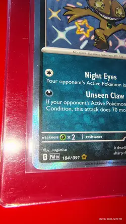 Sableye 184/091 Shiny Rare Paldean Fates Near Mint Pokemon Card - Image 5