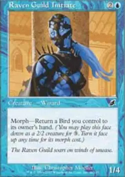 Moderate Play, English MTG Foil Raven Guild Initiate - Foil Scourge Magic the Ga - Image 1