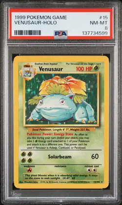 1999 POKEMON GAME #15 VENUSAUR-HOLO PSA 8 - Image 1