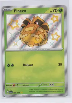 Pokemon TCG Pineco 099/091 SV: Paldean Fates Shiny Rare NM - Image 1