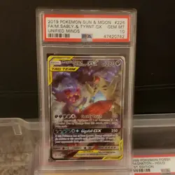 Pokemon Mega Sableye & Tyranitar GX Unified Minds 226/236 Holo Rare 2019 PSA 10 - Image 1