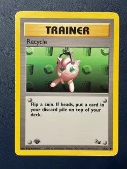 1x Pokemon Recycle 61/62 FO Fossil 1st Edition Lightly Played Free Shipping - Image 1