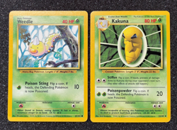 Pokemon TCG Base Set Unlimited Weedle & Kakuna 100/130 & 47/130 LP free shipping - Image 1