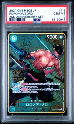 2024 ONE PIECE OP06-118 JAPANESE 2ND ANNIVERSARY SET RORONOA ZORO JP PSA 10 - Image 4