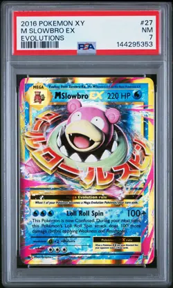 2016 POKEMON XY EVOLUTIONS #27 M SLOWBRO EX PSA 7 - Image 1