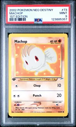 2002 POKEMON NEO DESTINY 1ST ED #73 MACHOP PSA 9 - Image 1
