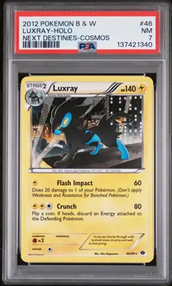 2012 POKEMON B&W NEXT DESTINIES COSMOS #46 LUXRAY-HOLO PSA 7 - Image 1