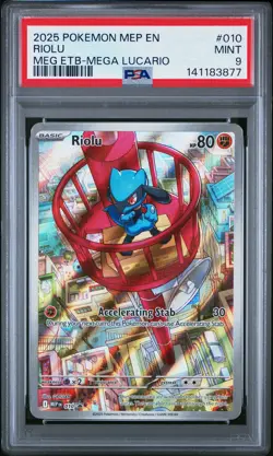 2025 POKEMON MEP EN-ME BLACK STAR PROMO #010 RIOLU PSA 9 - Image 1