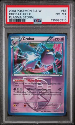 2013 POKEMON B&W PLASMA STORM #55 CROBAT-HOLO PSA 8 - Image 1