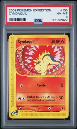 2002 POKEMON EXPEDITION #105 CYNDAQUIL PSA 8 - Image 1
